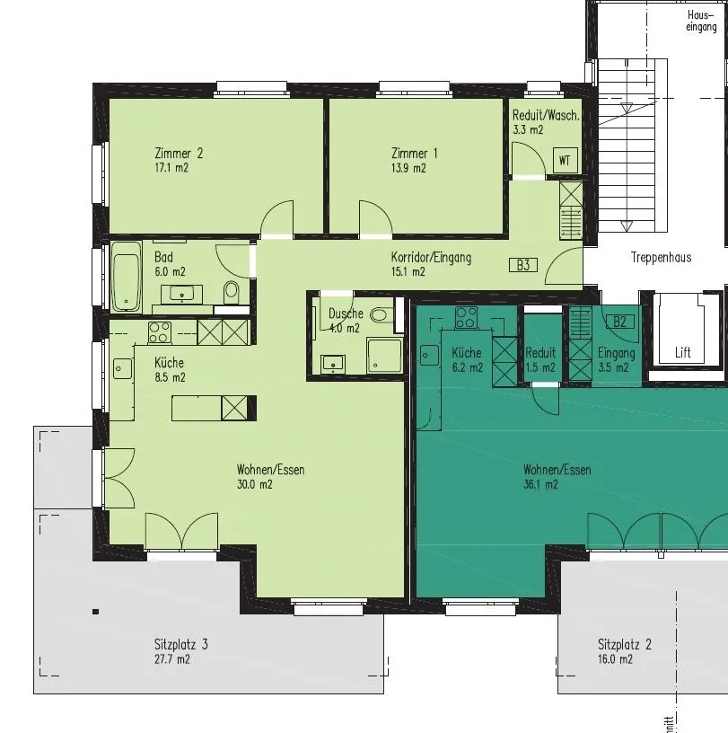 3.5-Zimmerwohnung im Erdgeschoss