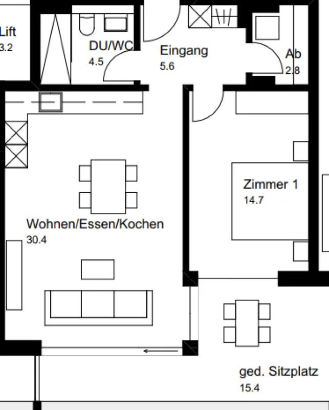 Neuwertige 2.5 Zimmer Sitzplatz Wohnung