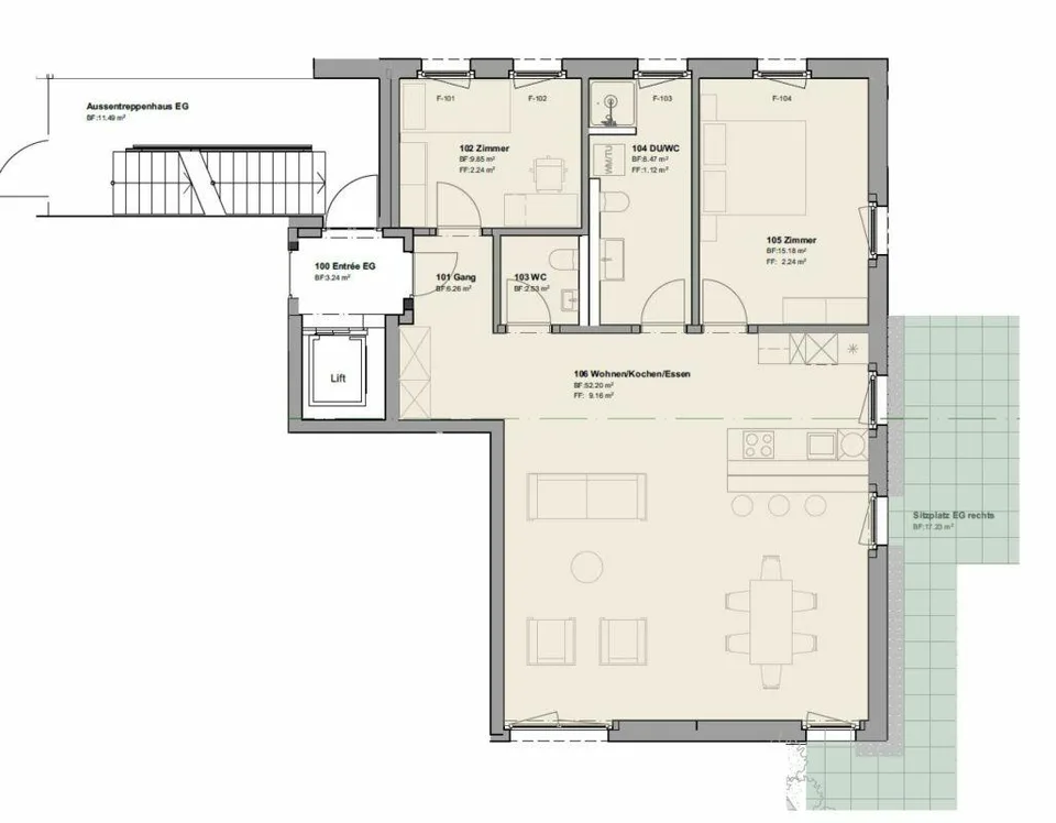 Moderne 3.5-Zimmer-Wohnung mit Gartenanteil in Kümmertshausen - att... – photo 9 sur 9