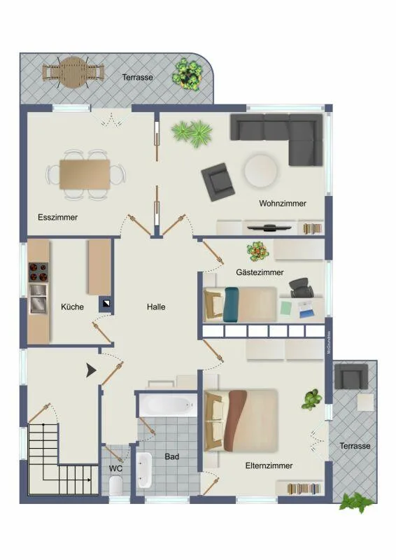 4-Zimmerwohnung mit Blick ins Grüne und zwei Balkone