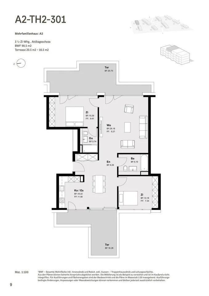 Erstbezug 2026 - Exklusive 3.5-Zimmer-Attikawohnung mit zwei Terrassen