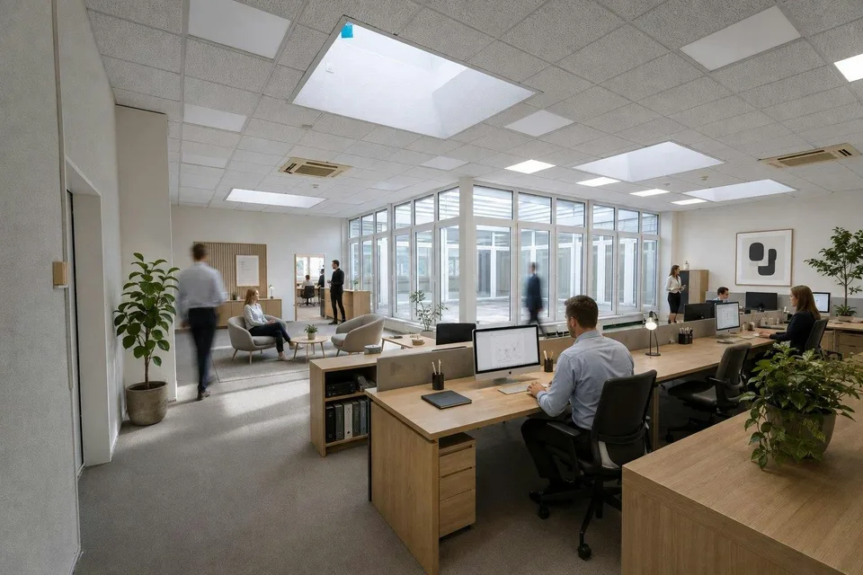 SUPERBE ESPACE DE BUREAU ET COMMERCIAL AVEC ATRIUM ET VUE À PRATTELN