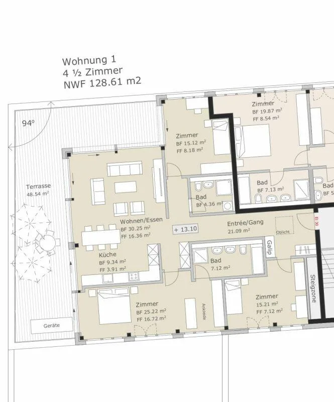 Grösszügige Attika-Wohnung mit Grosser Dachterrasse – photo 9 sur 9
