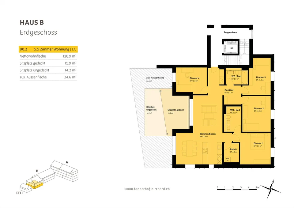 Helle 5.5 Zimmer Neubau Wohnung mit grossem Sitzplatz - Erstbezug