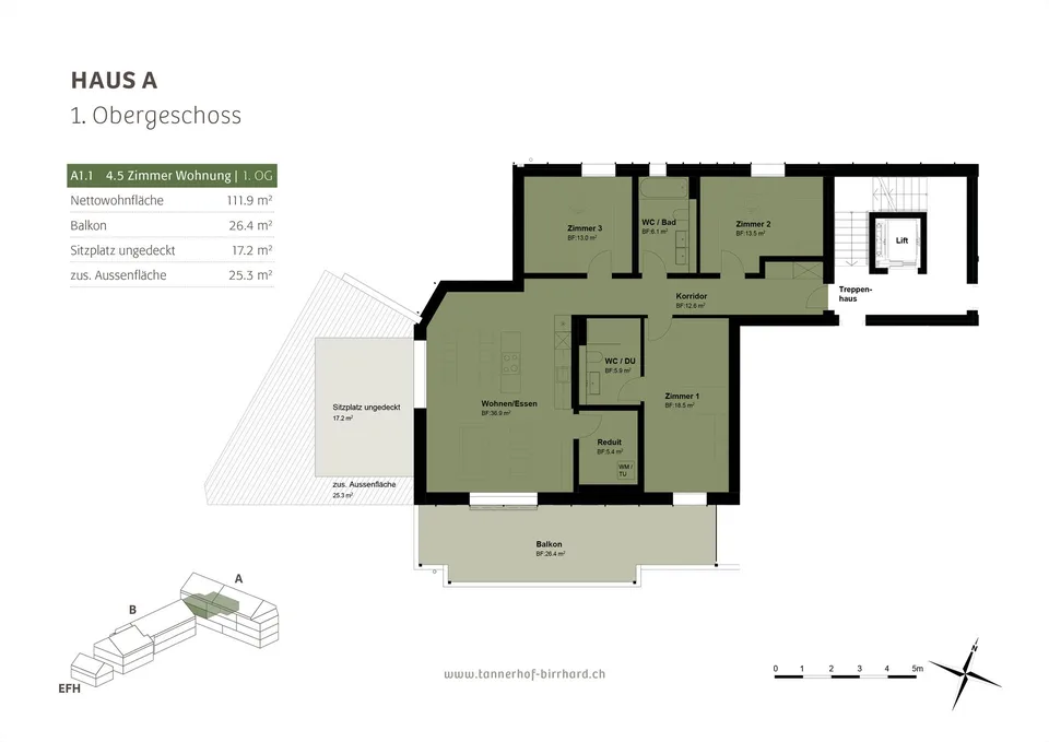 Grosszügige 4.5 Zimmer Neubau Wohnung in Birrhard AG - Erstbezug