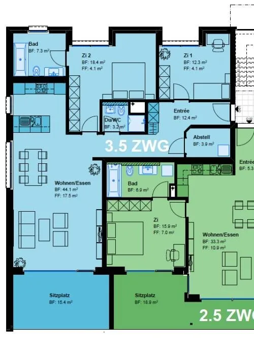 Moderne Wohnung mit Gartensitzplatz