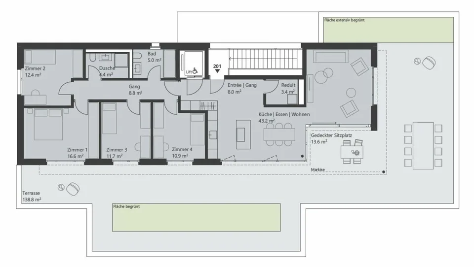 Appartamento attico 5.5 locali - UNTERDORF MÖNTHAL - Architettura contemporanea nel cuore della natura – foto 4 di 4