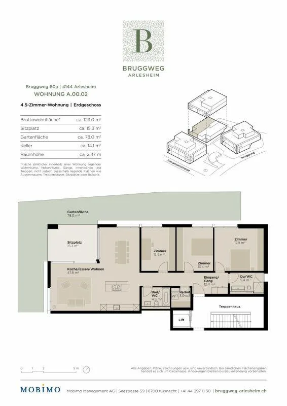 Charmant appartement-jardin 4,5 pièces - Bruggweg, Arlesheim – photo 6 sur 8