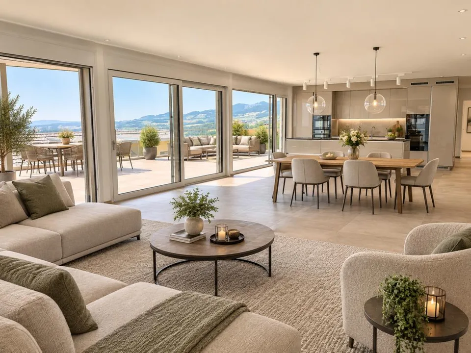 Appartamento attico di lusso 5,5 locali con vista lago e montagna