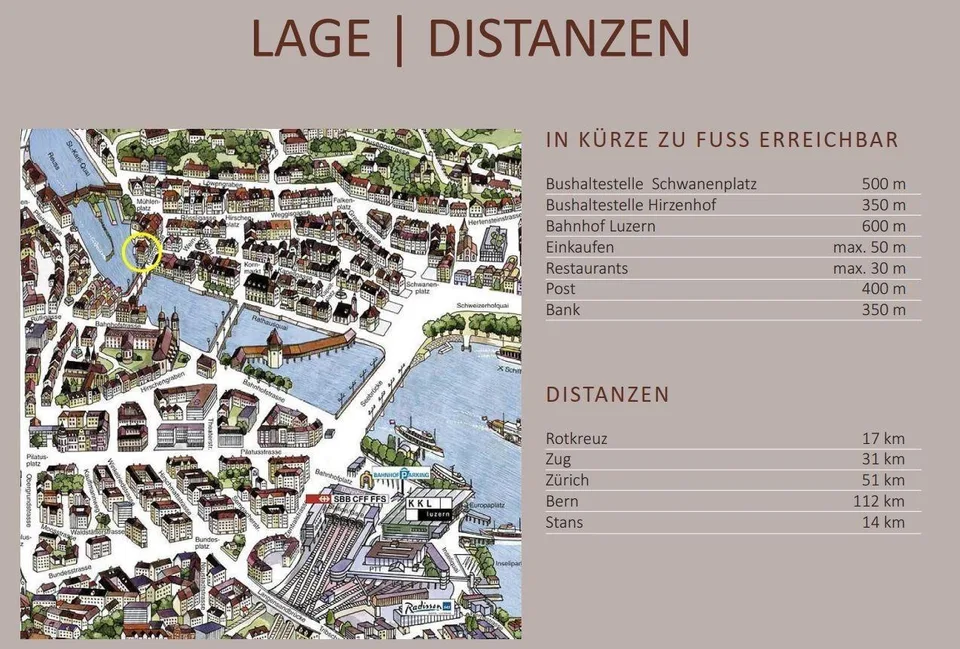 Historisches Wohnen direkt an der Reuss 3-Zimmerwohnung in der Luzerner Altstadt