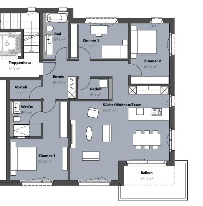 Exklusive 4.5-Zimmer-Neubauwohnung im Eigentumsstandard mit Balkon