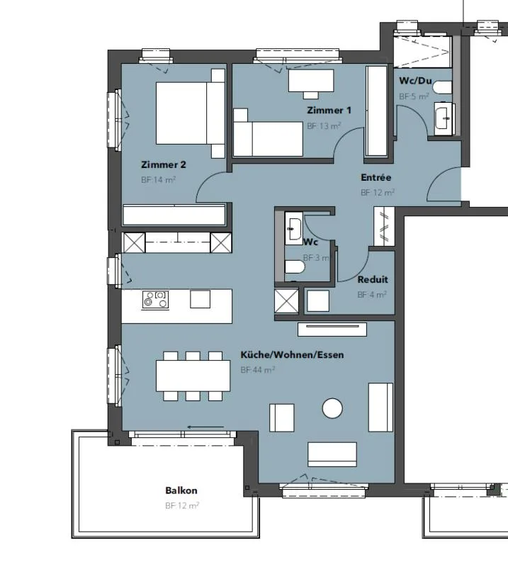 Exklusive 3.5-Zimmer-Neubauwohnung im Eigentumsstandard mit Balkon