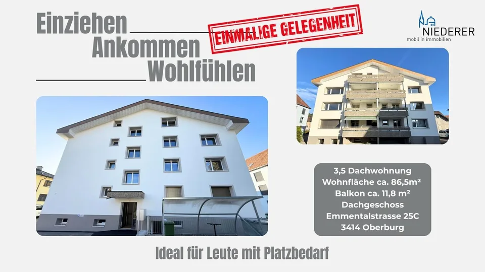 Einmalige Gelegenheit: Grosszügige 3,5 Zimmer Dachwohnung mit viel ... – photo 1 of 7