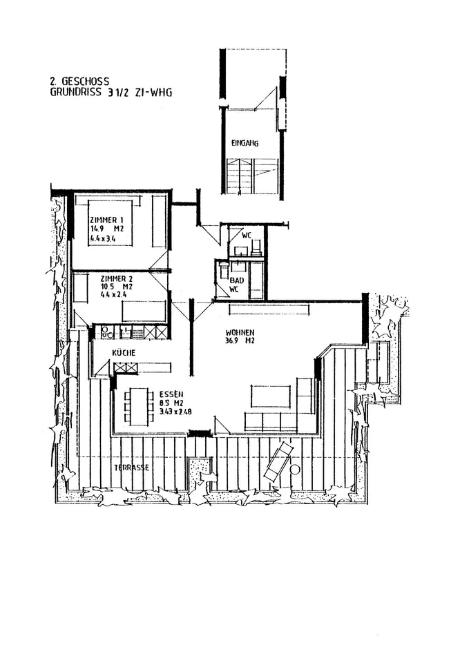 Grosse 3 1/2-Zimmer-Terrassenwohnung – photo 7 sur 7