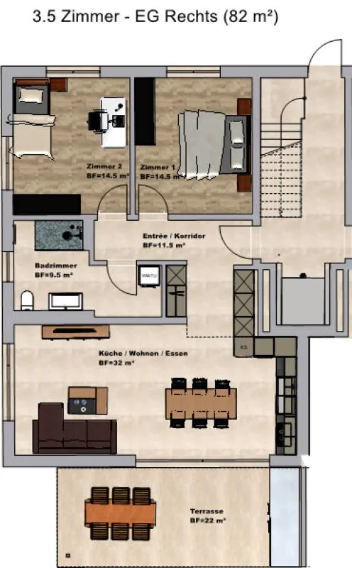 Neubau: 3.5 Zimmerwohnung EG – Foto 5 von 6