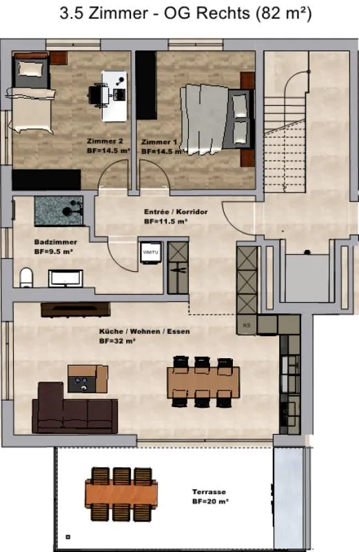 Neubau: 3.5 Zimmerwohnung 1. OG – Foto 5 von 6