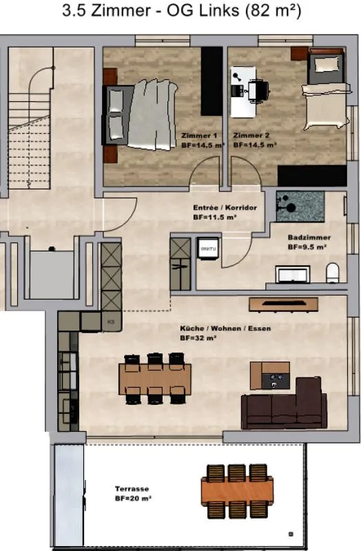 Neubau: 3.5 Zimmerwohnung 1. OG – Foto 6 von 6