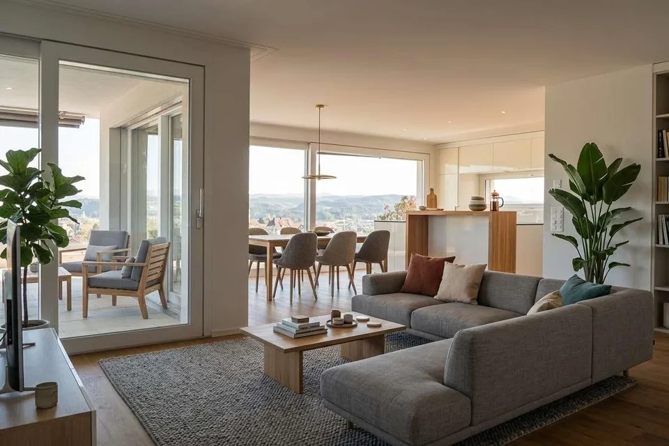 Exklusive 5.5-Zimmer-Terrassenwohnung mit 121 m² Südterrasse am Hof... – photo 8 sur 10