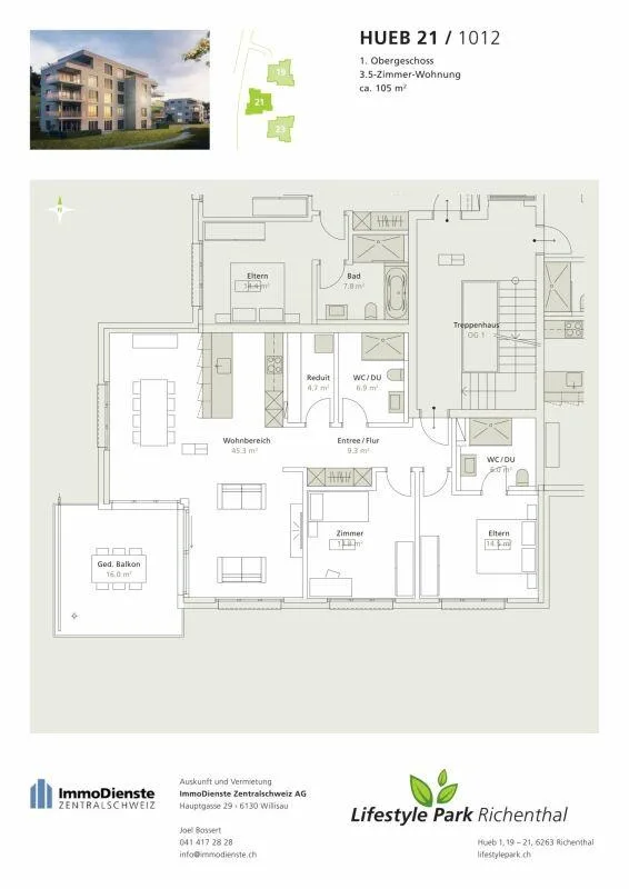 Appartement spacieux 3.5 pièces – photo 5 sur 6