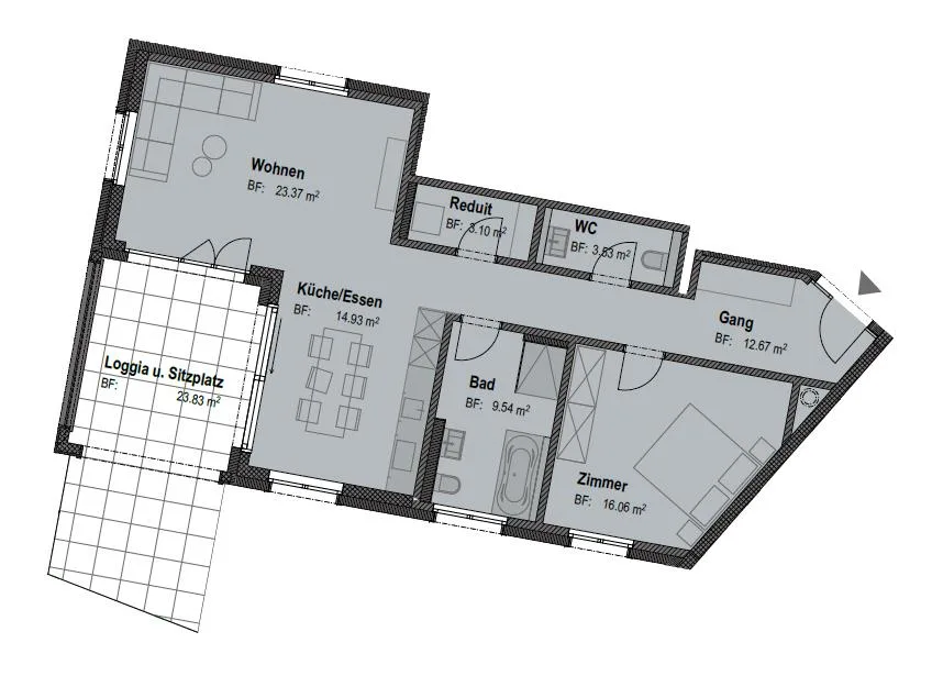 Neubau-Erstvermietung | Moderne 2.5 Zimmerwohnung mit Gartensitzplatz – Foto 7 von 7
