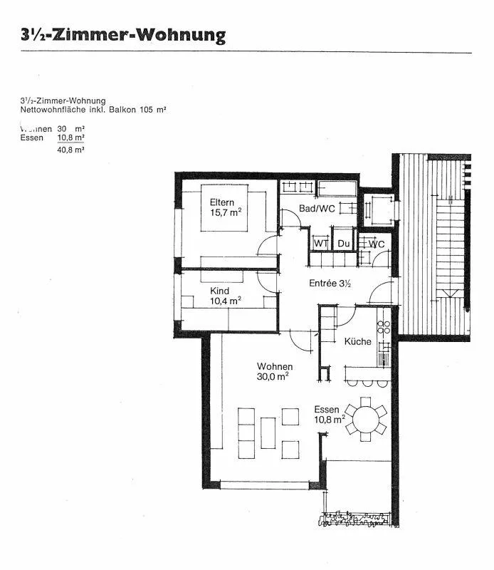 grosse 3.5 Zi-Wohnung mit Balkon – photo 11 sur 12
