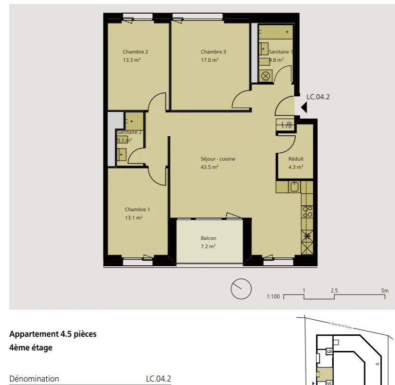 Wohnung mit 4.5 Zimmern zur Miete im 4. Stock in Delémont 1 – Foto 5 von 5