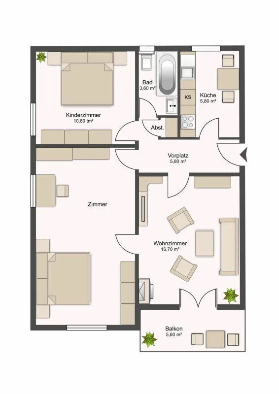 Appartement confortable de 3,5 pièces au centre-ville – photo 12 sur 12