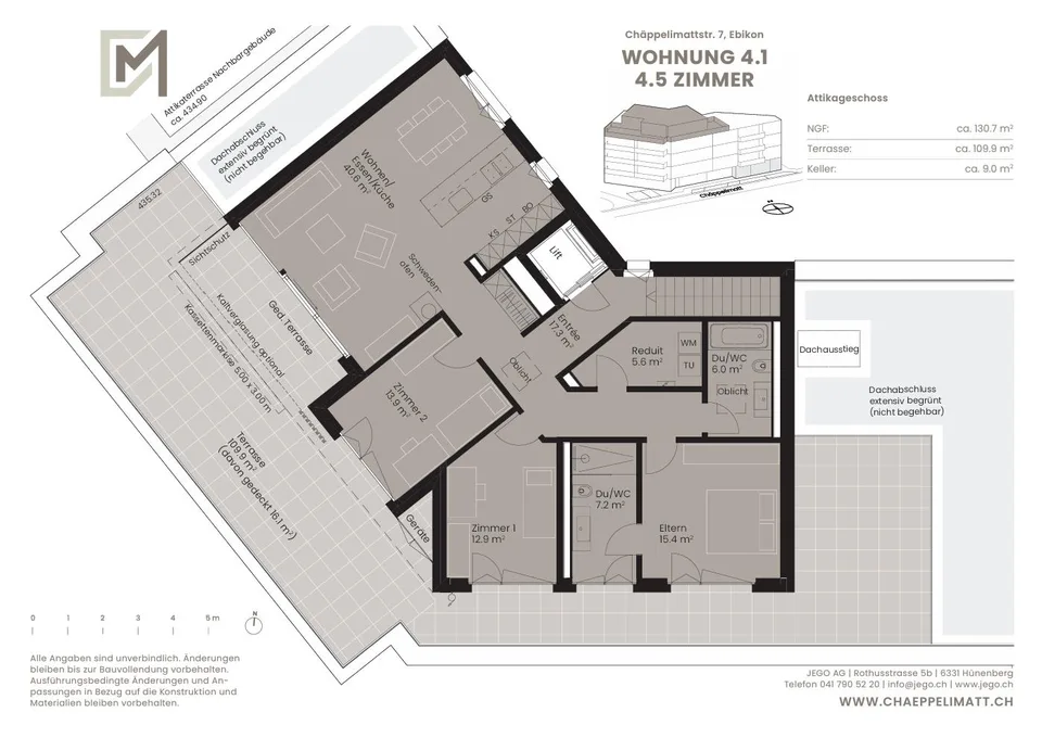 *NEUBAU* attraktive 4 ½ - Zimmer- Attikawohnung mit grosser Terrasse – Foto 4 von 8