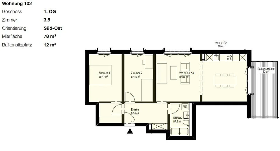 Moderne 3.5-Zimmerwohnung in Knonau nähe Bahnhof – photo 9 sur 10