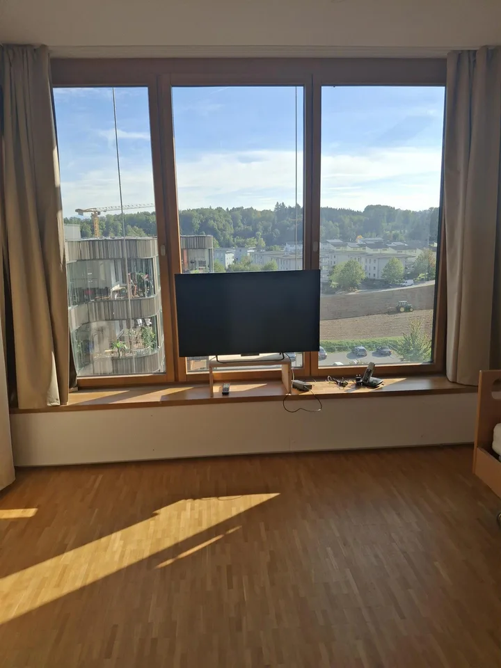 Schöne 1 1/2 Zimmerwohnung mit Balkon und Aussicht – Foto 2 von 7