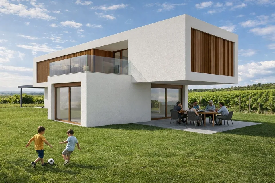 Baumwürdiges, ebenes Grundstück mit genehmigtem Projekt – Foto 10 von 12