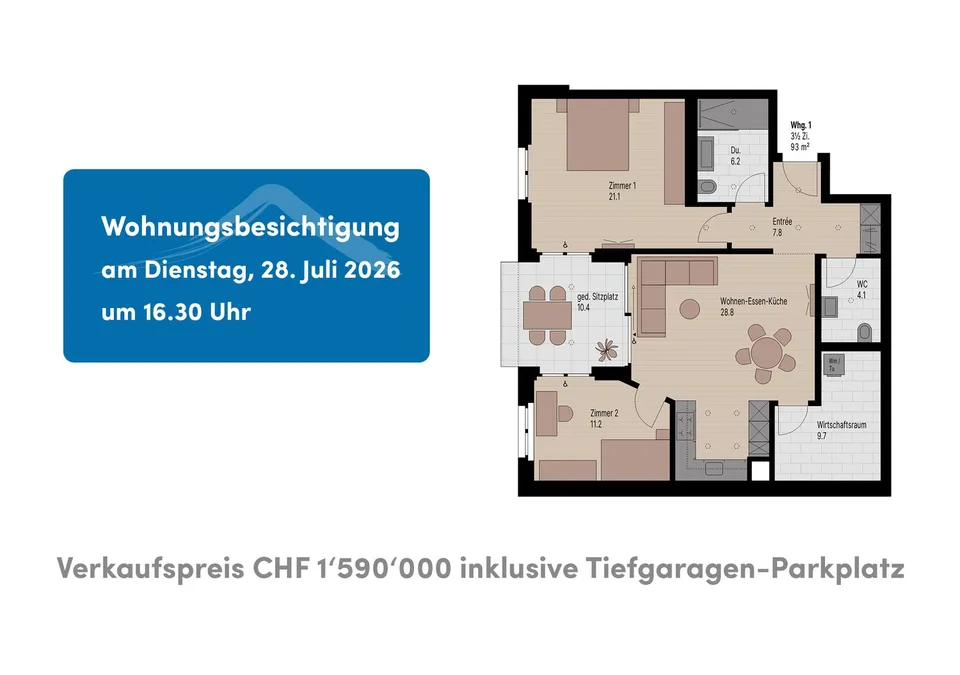 Neubau-Gartenwohnung mit idyllischem Garten in Zürich-Witikon