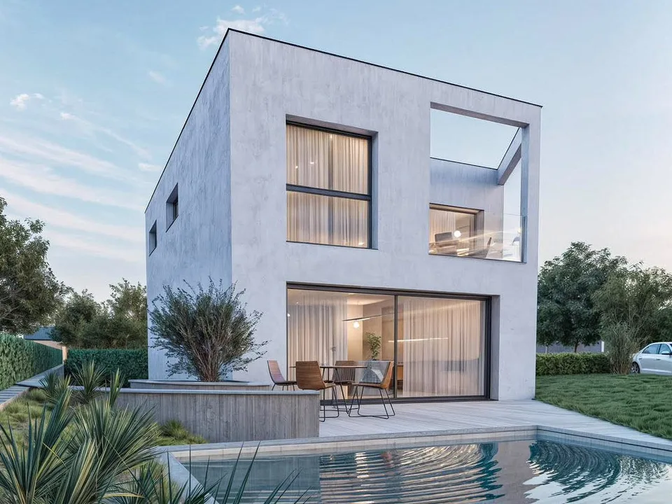 Villa avec piscine en construction à Mendrisio, dans la frazione verdoyante de Salorino