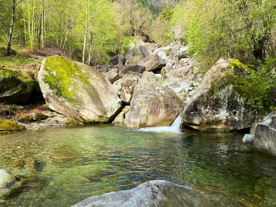 Bauland mit natürlichem Swimmingpool in Giornico - Erstwohnsitz