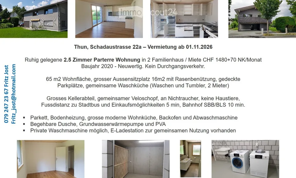 Moderne 2.5-Zimmer-Wohnung an der Schadaustrasse in Thun