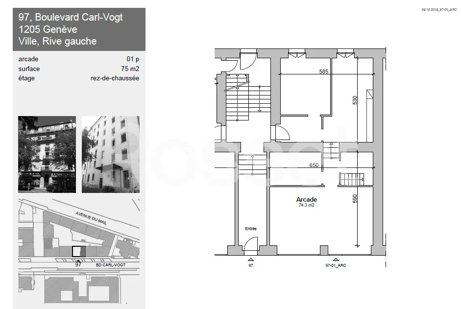 Arcade d'env. 75 m² au rez-de-chaussée