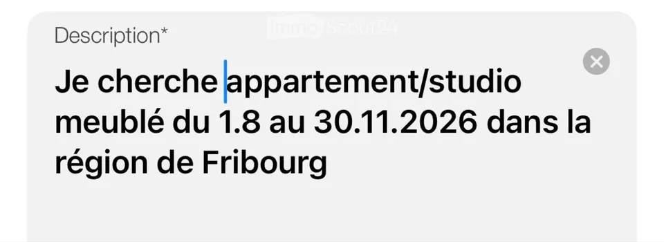 Cherche studio/appartement meublé Fribourg