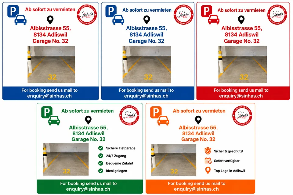 Überdachte Garage-Parkplätze zur Miete in Albisstrasse 55, Adliswil