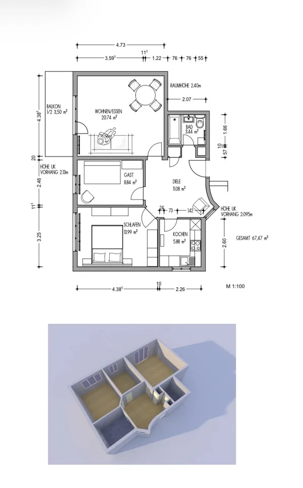 Appartamento centrale con balcone