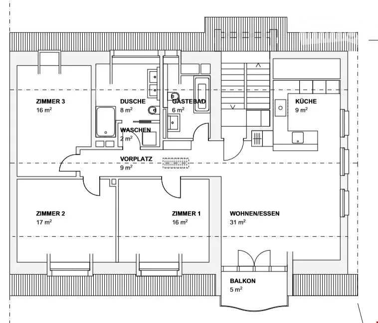 Appartement mansardé moderne et spacieux dans un emplacement central