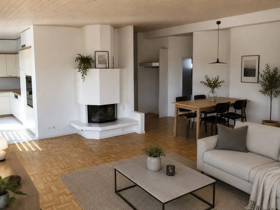 Attic apartment with chimney, large terrace + private laundry room