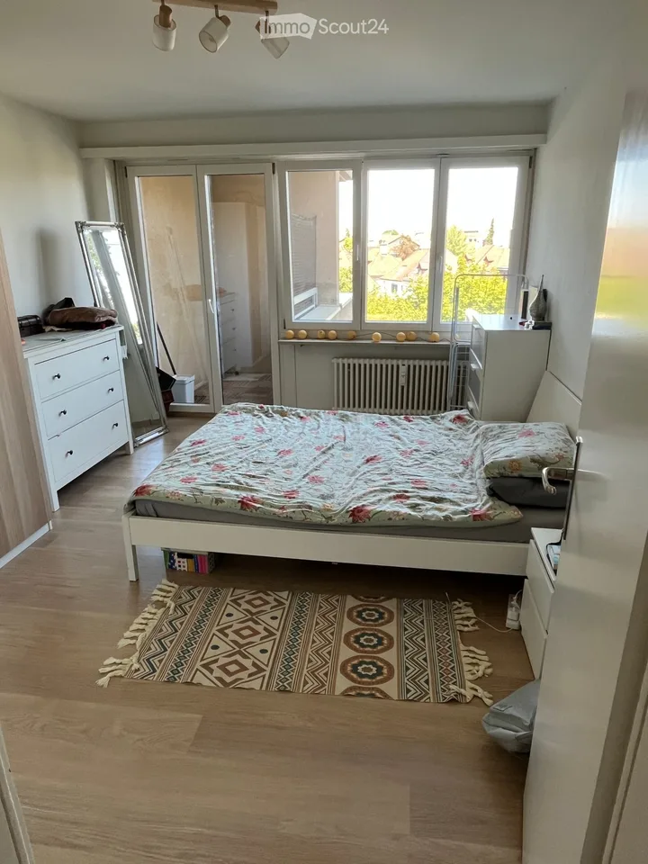 Helle und grosszügig geschnittene 3-Zimmer-Wohnung mit Balkon und schöner Aussicht in Birsfelden