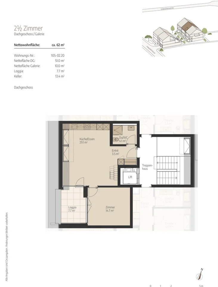 Appartement en galerie moderne de 2,5 pièces