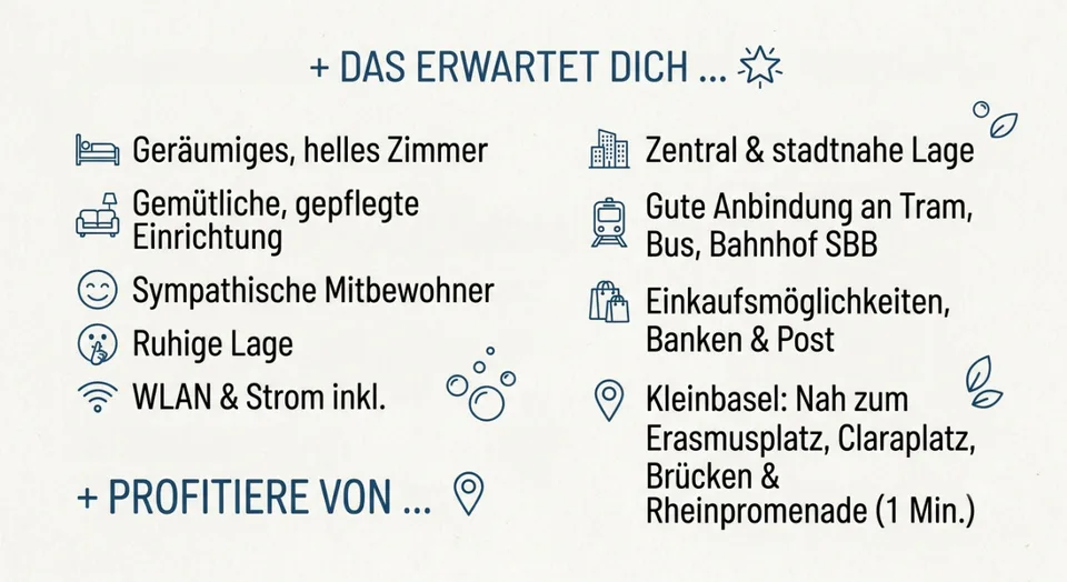 Möblierte, gepflegte WG-Zimmer nahe Rhein - Top Lage!