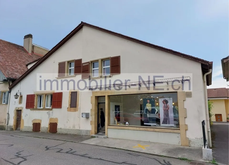 Maison villageoise avec jardin offrant deux appartements et un espace commercial