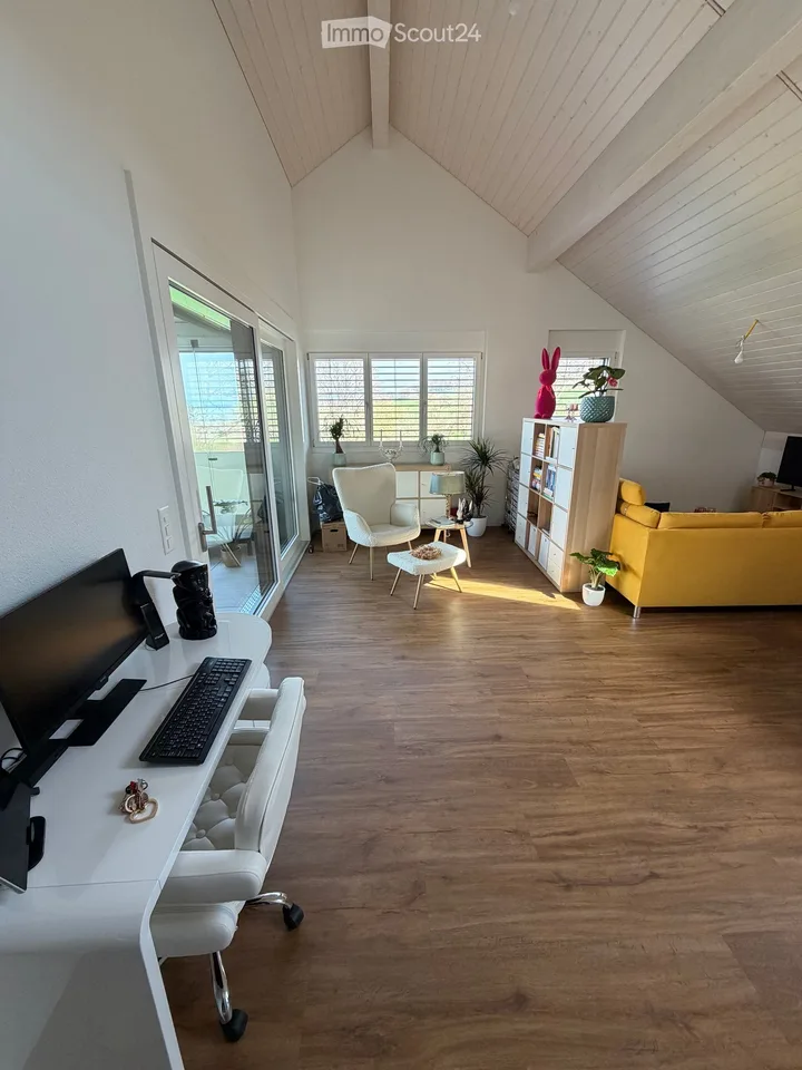 Modern 2.5-room attic apartment with lake view - Aesch LU