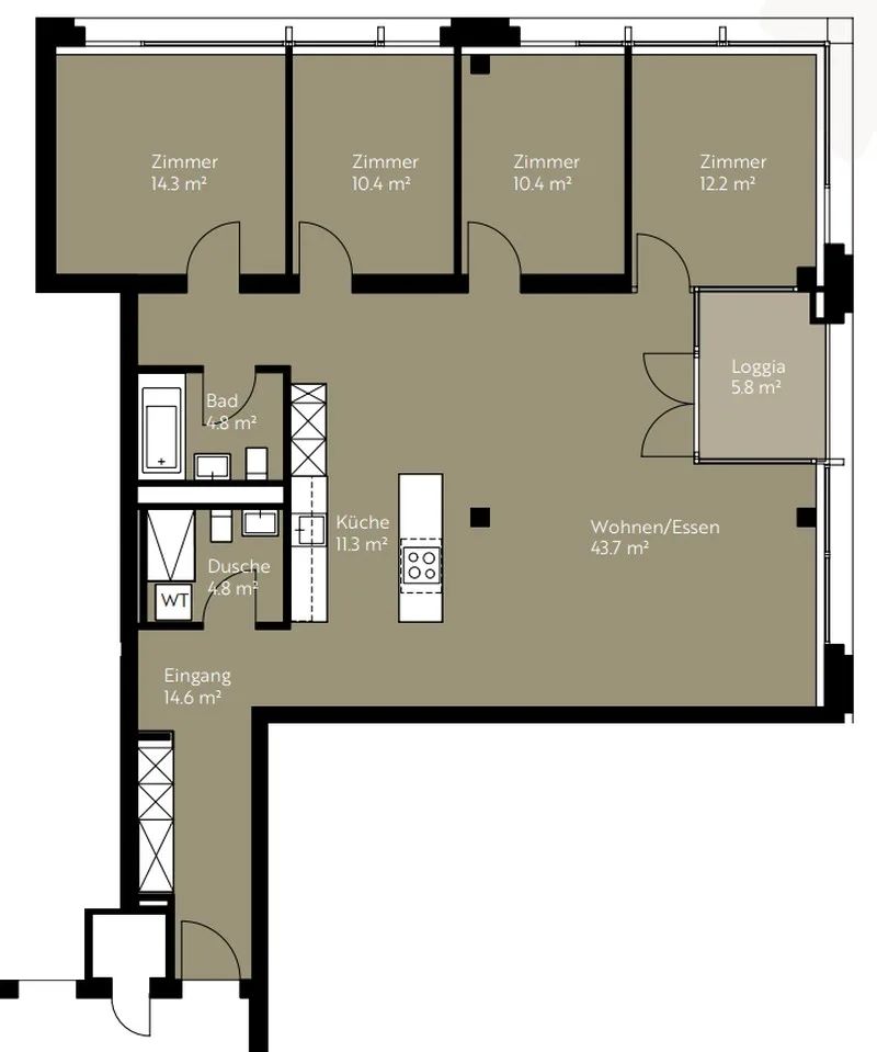 2 Zimmer in 4er-WG in Kriens (LU)  Erstbezug, ab 16.08.2026