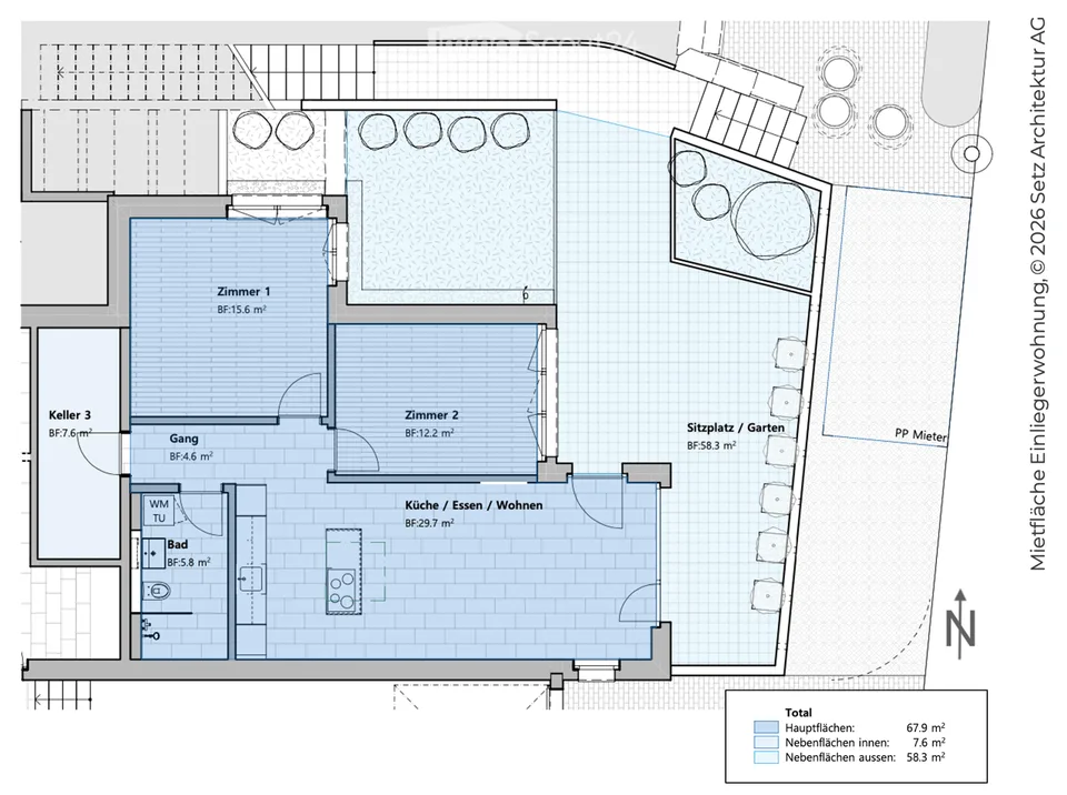 Moderne 3.5-Zimmer-Neubauwohnung mit privatem Garten & separatem Eingang in Küttigen b. Aarau