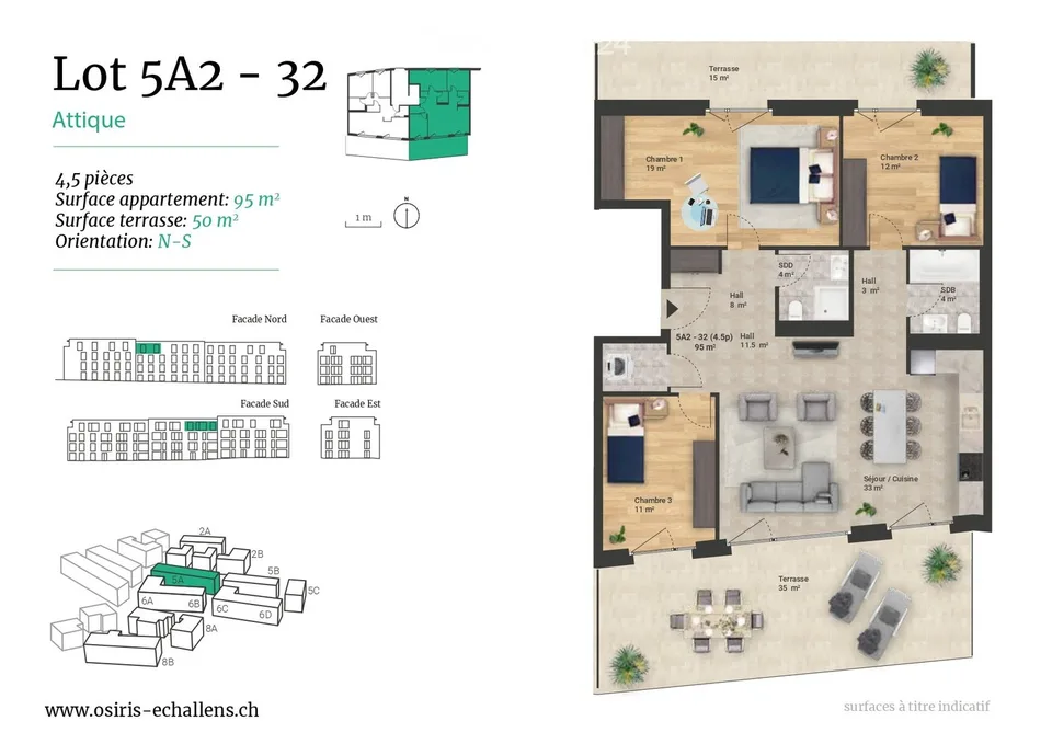 Attique de 4,5 pièces avec 50 m² de terrasses  Echallens