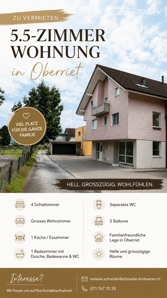 5.5-Zimmer-Familienwohnung | 4 Schlafzimmer | 2 Balkone | Oberriet